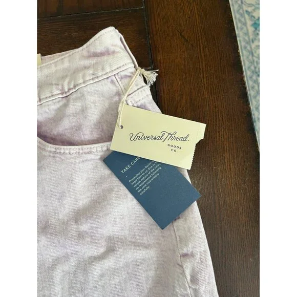 Universal Thread Vintage Midi Jean Shorts Purple Acid Wash Denim Raw Hem NEW 12 - Picture 2 of 10